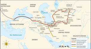 Ármin Vámbery Orta Asya'daki seyahat Haritası