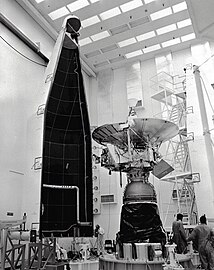 Pioneer 10 during encapsulation into payload fairing