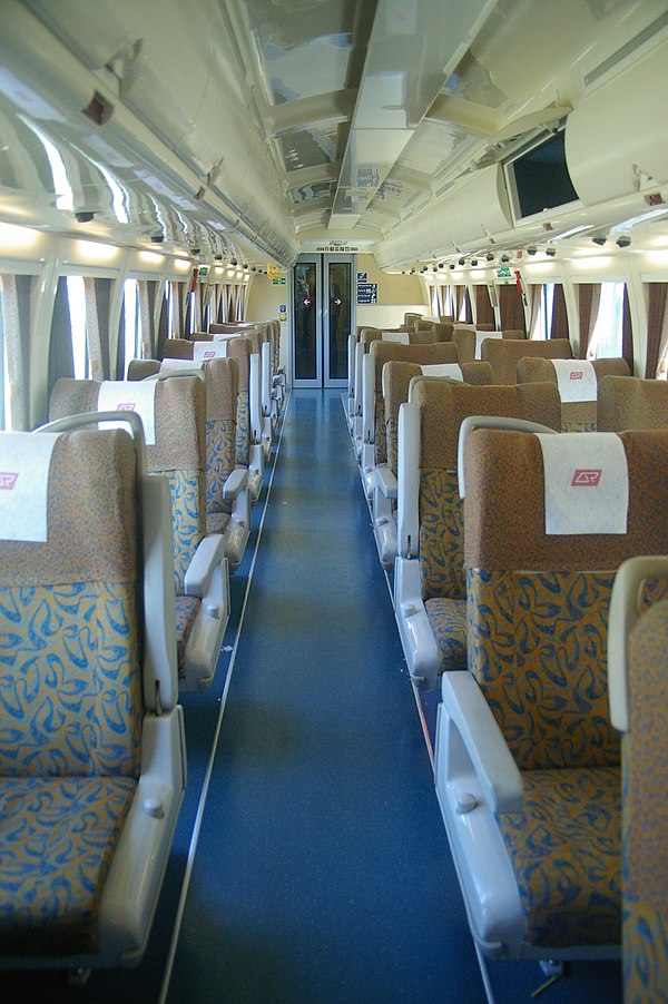 Business class seating arrangement of a Diesel Tilt Train