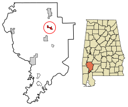 Localização de Fulton em Clarke County, Alabama.