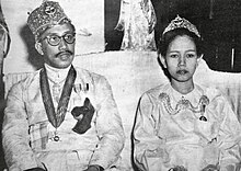 Omar Ali Saifuddien and Pengiran Anak Damit during his coronation on 31 May 1951 Coronation of Omar Ali Saifuddin III.jpg