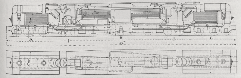 Coupe longitudinale et plan schematiques de la locomotive articulee Franco.png