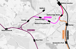 Croxley rail link map.png