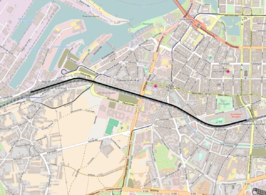 Spoorlijn Bilk - Düsseldorf Hafen op de kaart
