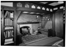 Inglenook in the Blue Bedroom of Stan Hywet Hall, Summit County, Ohio DETAIL SHOWING INGLENOOK OF BLUE BEDROOM - Stan Hywet Hall, 714 North Portage Path, Akron, Summit County, OH HABS OHIO,77-AKRO,5-95.tif