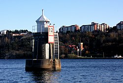 The AGA lighthouse "Blockhusudden", set up in 1912, used the Dalen light invented in 1906. Dalen fyr 2007 l.jpg