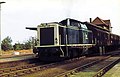 212 116-8 verläßt mit einem Güterzug am Nachmittag des 30. Septembers 1983 Dannenberg Ost mit Ziel Uelzen.