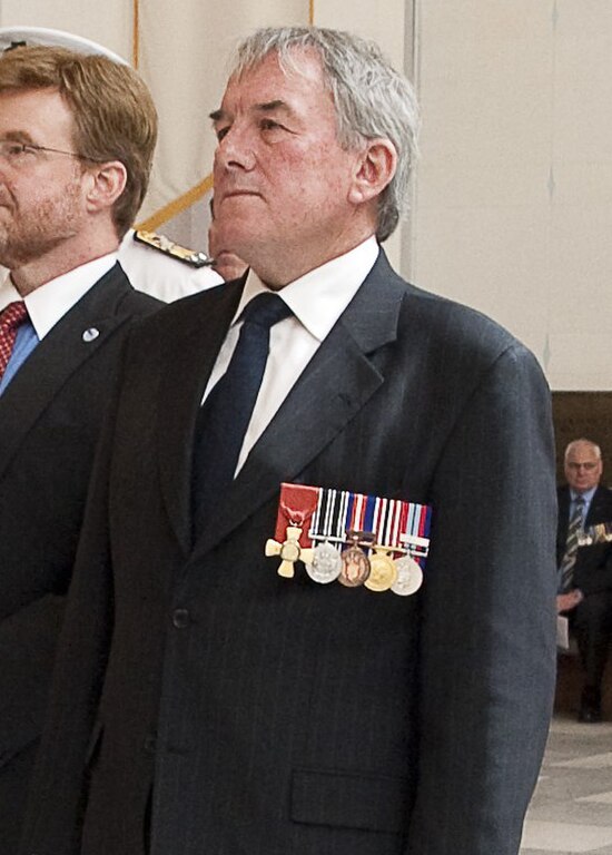 Rear Admiral David Ledson, ONZM, RNZN, wearing the medal for Officer of the New Zealand Order of Merit.