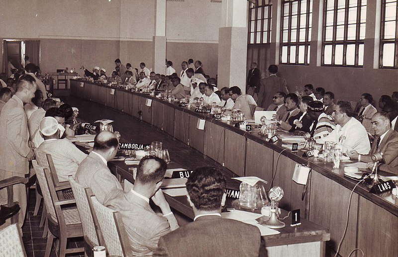File:Delegations held a Plenary Meeting of the Economic Section during the A-A Conference in Merdeka Building, Bandung, on April 20th 1955.jpg