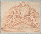 18th century design for a pediment with a pair of putti, in the Metropolitan Museum of Art