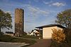 Der ehemalige W"artturm und heutige Aussichtsturm "Dicker Turm" im Wohnplatz Dicker Turm im Ortsteil Dirlos der Gemeinde Künzell