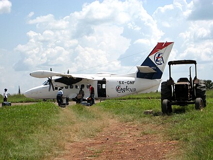 Eagle Air Let L410UVP-E9 Turbolet aircraft at Gulu Airfield in 2009