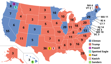 Electoral college map, depicting Trump winning many states in the South and Midwest and Biden winning many states in the Northeast and Pacific West