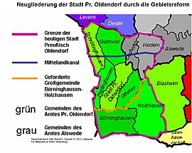 Die Stadt Pr. Oldendorf entspricht in großen Teilen dem ehemaligen Amt Pr. Oldendorf