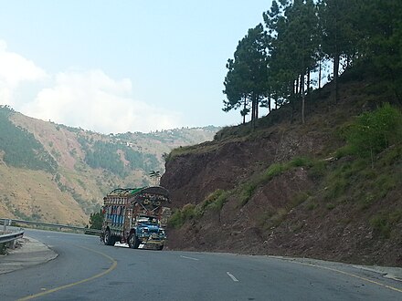 Pakistani jingle truck on the Karakoram Highway in Chilaas Valley