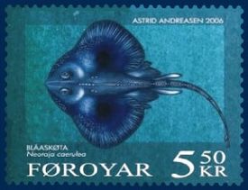 Голубой скат на почтовой марке Фарерских островов