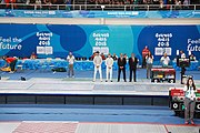 Deutsch: Fechten bei den Olympischen Jugend-Sommerspielen 2018: Tag 1, 7. Oktober 2018, Jungen, Säbel, Viertelfinale - Alonso Santamaría (ESP) - Robert Vidovszky (USA) 13:15 English: Fencing at the 2018 Summer Youth Olympics at 7 October 2018 – Boys' sabre Quarterfinals – Alonso Santamaría (ESP) Vs Robert Vidovszky (USA) 13:15