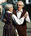 Folk dancing couple