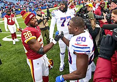 Gore and fellow back Adrian Peterson after a game against the Washington Redskins, 2019 Frank Gore 2019.jpg