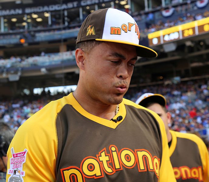 File:Giancarlo Stanton takes a breather during the T-Mobile Home Run Derby. (28470210452).jpg