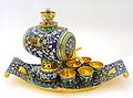 Russian silver & enamel samovar with cup & tray, late 19th century
