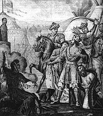 A Rus' prince being punished by the Golden Horde
