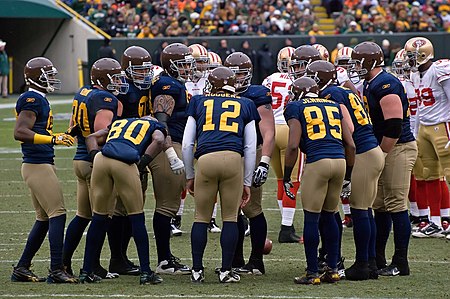 The Green Bay Packers in their throwback navy blue uniforms in 2010 Green Bay Packers.jpg