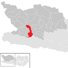 Poloha obce Greifenburg v okrese Spittal an der Drau (klikacia mapa)