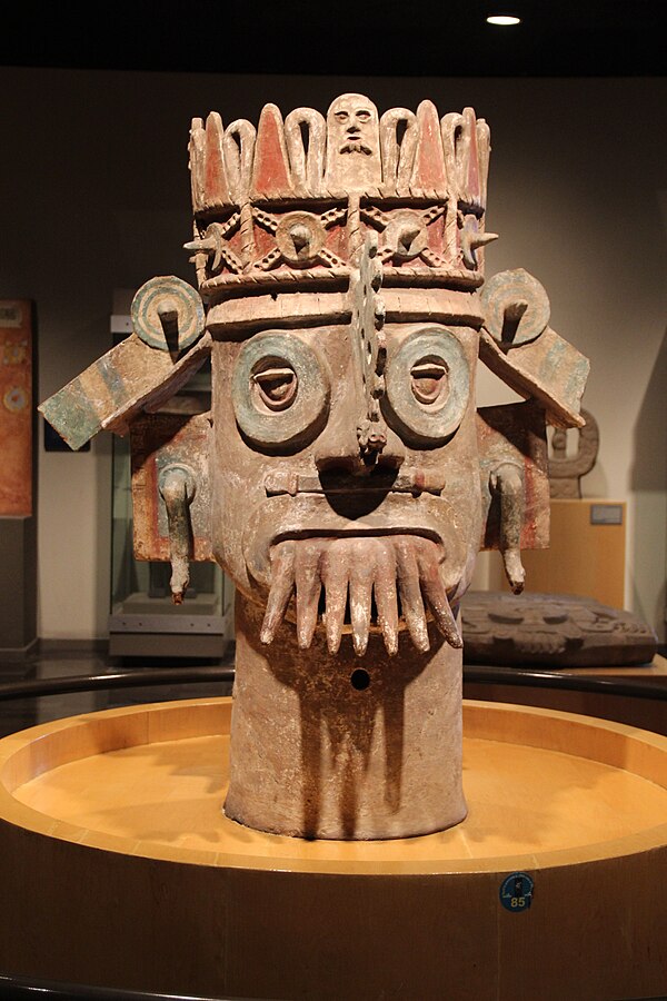 A brazier depicting Tláloc from Ozuluama, Classic Veracruz culture.