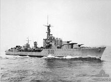 Arunta in November 1952, shortly after re-entering service HMAS Arunta (AWM 300196).jpg