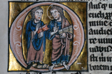 Habakkuk and God; Illuminated Bible from the 1220s, National Library of Portugal Habacuc e Deus (Biblioteca Nacional de Portugal ALC.455, fl.301).png