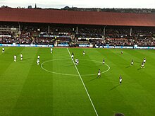 The Archibald Leitch designed Main Stand, demolished in 2017 Hearts v Tottenham.JPG