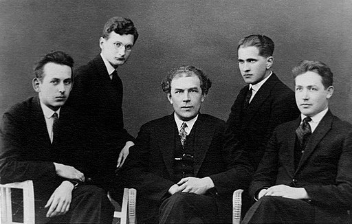 Heino Eller (center) Eduard Tubin, Olav Roots, Karl Leichter and Alfred Karindi 1930