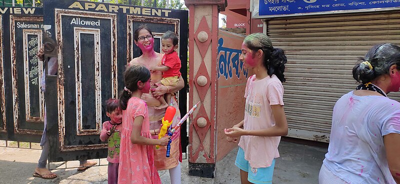 File:Holi celebration between all age group in Kolkata 2024 01.jpg