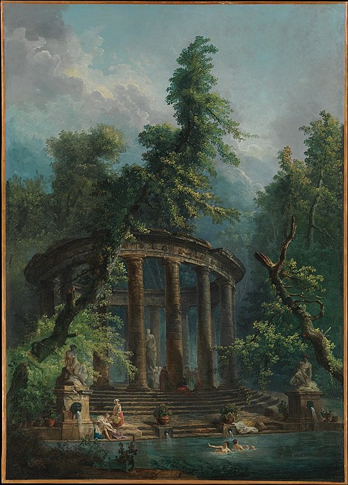 The Bathing Pool by Hubert Robert was at the Château de Bagatelle until 1808.