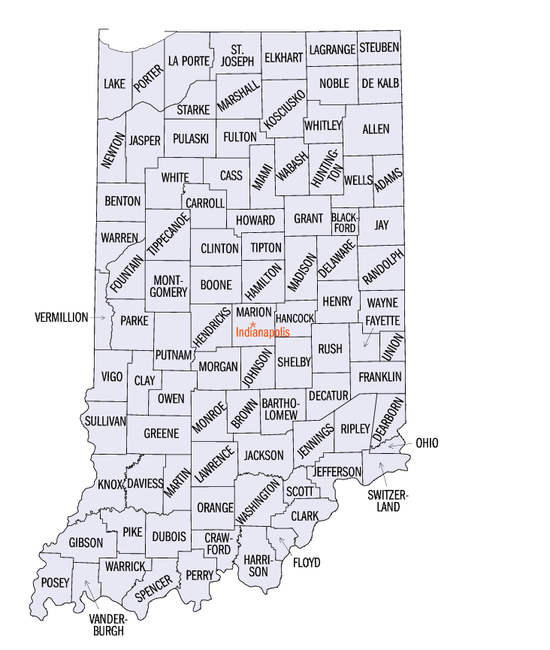 Lista de condados de Indiana – Wikipédia, a enciclopédia livre