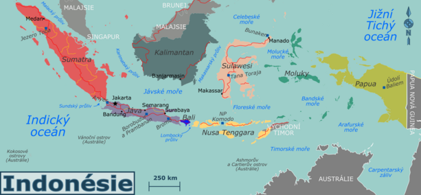 Mapa regionů Indonésie