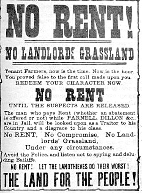 Land League poster from the No Rent Manifesto period