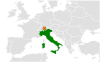 Location map for Italy and Liechtenstein.