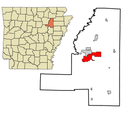 Location in Jackson County and the state of آرکنساس