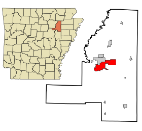 Jackson County Arkansas Incorporated and Unincorporated areas Newport Highlighted.svg