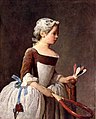 《ラケットを持つ少女（羽根を持つ少女）》 1737年、油彩 (81x65 cm) 個人蔵