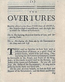 John Law Dos oberturas ofrecidas humildemente a su gracia John Duke of Argyll, Alto Comisionado de Sus Majestades y el Honorable Estado del Parlamento.jpg