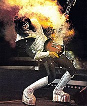 Original lead guitarist Ace Frehley wrote or co-wrote 18 and performed lead vocals on 12 songs during his two tenures. Kiss - Ace Frehley (1977).jpg