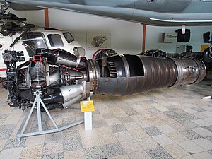 Turbojet with afterburner. The exhaust has to be at a low enough Mn before heat addition to prevent excessive pressure loss. A diffuser is added to reduce the Mn at the beginning of the combustion zone. The afterburner then converges to match the nozzle size.