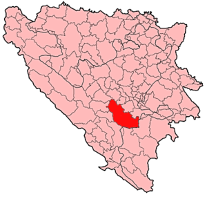 Položaj općine Konjic u Bosni i Hercegovini