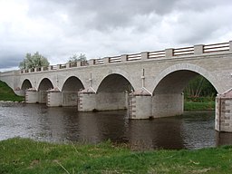 Stenbron över Vigala jõgi i Konuvere från 1861, Estlands äldsta kalkstensbro.