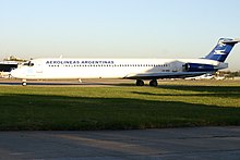 Un McDonnell Douglas MD-83 di Aerolineas Argentinas all'aeroparque Jorge Newbery.