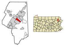 Aree incorporate e non incorporate della contea di Lackawanna Pennsylvania Throop Highlighted.svg