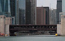 The Outer Drive Bridge from Lake Michigan. Lake Shore Drive crossing the Chicago River.jpg